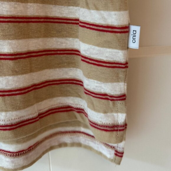 Onia Shaun Polo Shirt Linen Blend Striped Short Sleeve NWT | Size XL - Picture 6 of 7